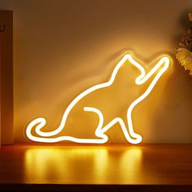1pc LED Neon Sign Cat-shaped Night Lights, 5V USB Power Supply Neon Lamp With 2 Hooks For Home Bedroom Dorm Party