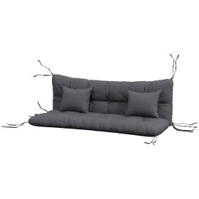 Tufted Bench Cushions & Throw Pillows, Outdoor Replacement Bench Seat Pad, Back Cushion & 2 Pillows, Charcoal Gray