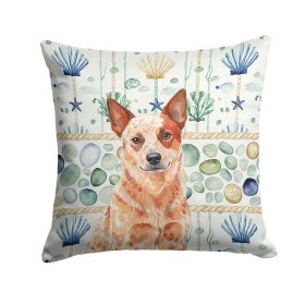 Red Heeler Australian Cattle Dog Coastal Sea Glass Throw Pillow Decorative Indoor Outdoor Accent Cushion for Couch, Bed or Patio, 14Hx14W
