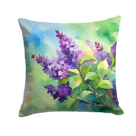 New Hampshire Purple Lilac in Watercolor Throw Pillow Machine Washable, Indoor Outdoor Decorative Pillow for Couch, Bed or Patio, 14Hx14W