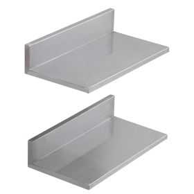 8.6" x 16" Stainless Steel Shelf, Wall Mounted Floating Shelving with Backsplash, 44 lbs Load Capacity Commercial Shelves