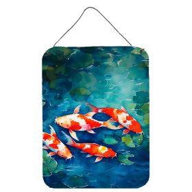 NEW Koi Fish Wall or Door Hanging Prints Aluminum Metal Sign Kitchen Wall Bar Bathroom Plaque Home Decor Front Door Plaque, 12x16, Multicolor
