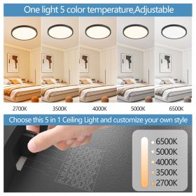 6PK 12 Inch Dimmable LED Flush Mount Ceiling Light, 2700K-6500K Adjustable