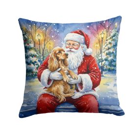 Cocker Spaniel with Santa Claus Throw Pillow Decorative Indoor Outdoor Accent Cushion for Couch, Bed or Patio, 18Hx18W