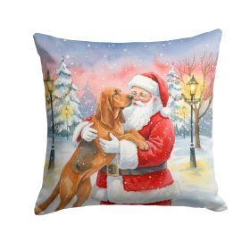 Bloodhound with Santa Claus Throw Pillow Decorative Indoor Outdoor Accent Cushion for Couch, Bed or Patio, 18Hx18W