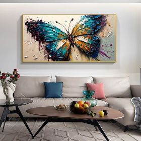 Handmade Oil Painting Original Textured Butterfly Oil Painting On Canvas Large Wall Art Abstract Colorful Animal Painting Custom Boho Wall Decor (Style: 01, size: 40x80cm)