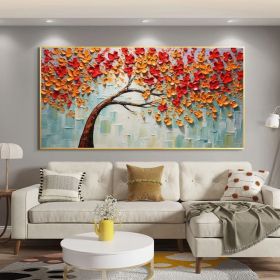 Abstract Tree of Life Oil Painting on Canvas Large Wall Art Original Red Minimalist Wall Art Custom Painting Boho Living Room Home Decor (Style: 01, size: 100x200cm)
