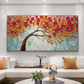 Abstract Tree of Life Oil Painting on Canvas Large Wall Art Original Red Minimalist Wall Art Custom Painting Boho Living Room Home Decor (Style: 01, size: 120x240cm)