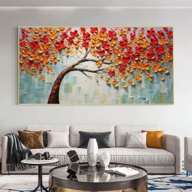 Abstract Tree of Life Oil Painting on Canvas Large Wall Art Original Red Minimalist Wall Art Custom Painting Boho Living Room Home Decor (Style: 01, size: 140x280cm)