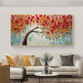 Abstract Tree of Life Oil Painting on Canvas Large Wall Art Original Red Minimalist Wall Art Custom Painting Boho Living Room Home Decor (Style: 01, size: 80x160cm)