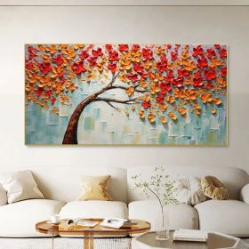 Abstract Tree of Life Oil Painting on Canvas Large Wall Art Original Red Minimalist Wall Art Custom Painting Boho Living Room Home Decor (Style: 01, size: 70x140cm)