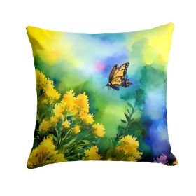 Kentucky Goldenrod in Watercolor Throw Pillow Machine Washable, Indoor Outdoor Decorative Pillow for Couch, Bed or Patio, 18Hx18W (Default: Default)